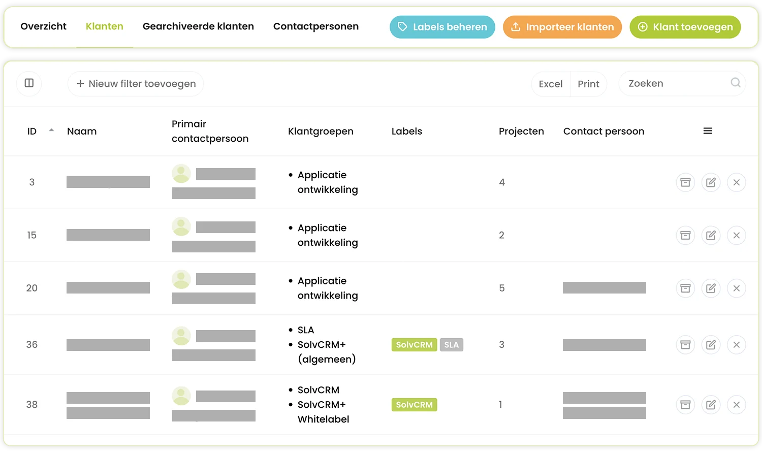 SolvCRM+ klant en objecthistorie